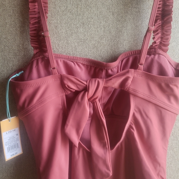 NWT One Piece Swim Suit Pink Large Kona Sol Target Bathing Suit Summer Vacation - Picture 3 of 8